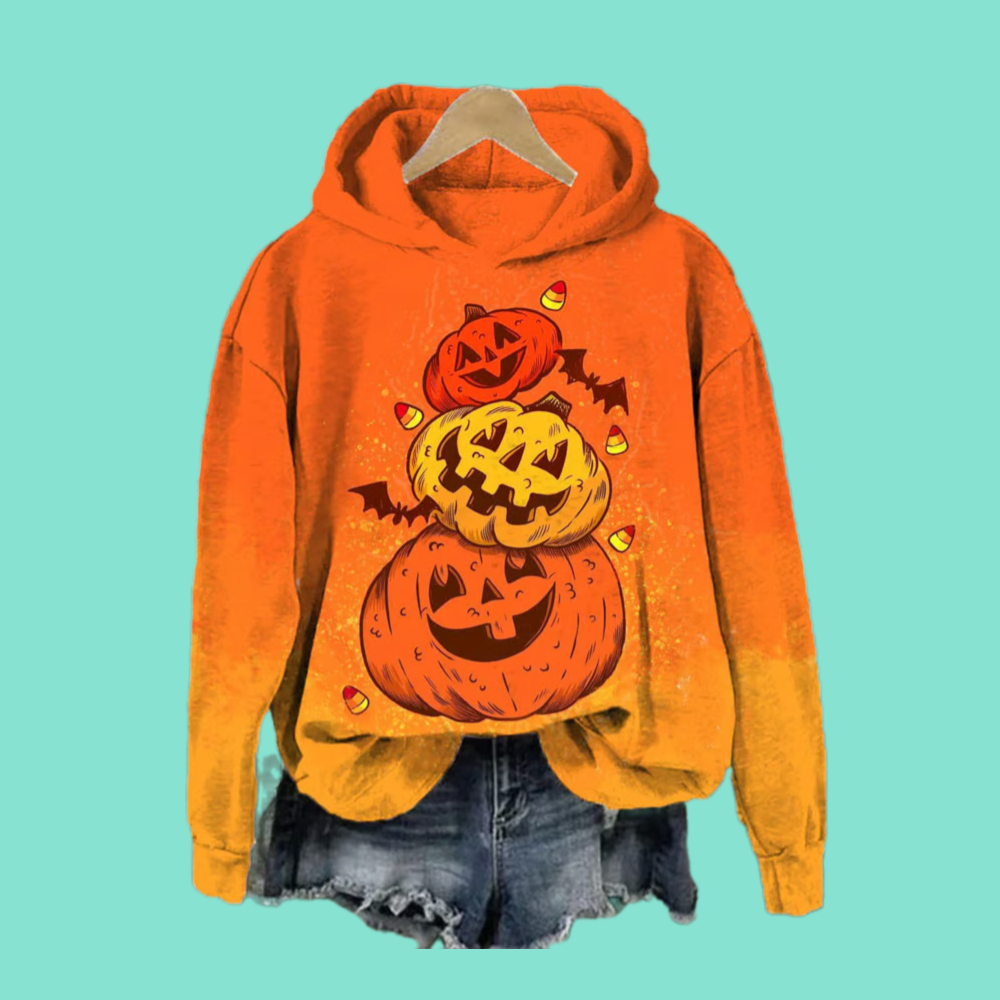 2025 Women's Pumpkin Halloween Printed Hoodie