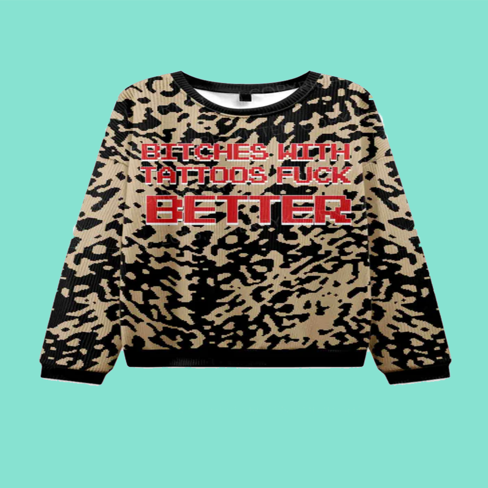 Bxxches With Tattoos Fxxk Better Y2K Christmas Knit Sweatshirt