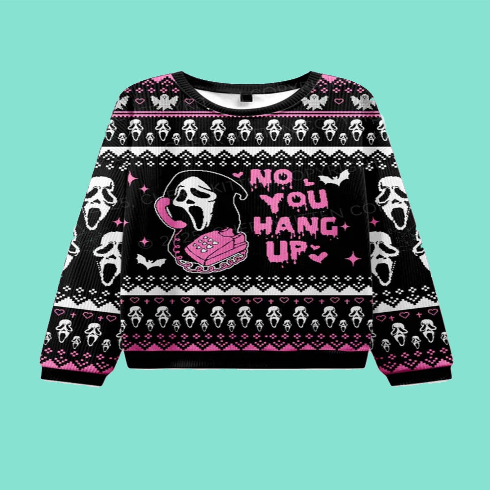 Halloween No You Hang Up Y2K Christmas Knit Sweatshirt