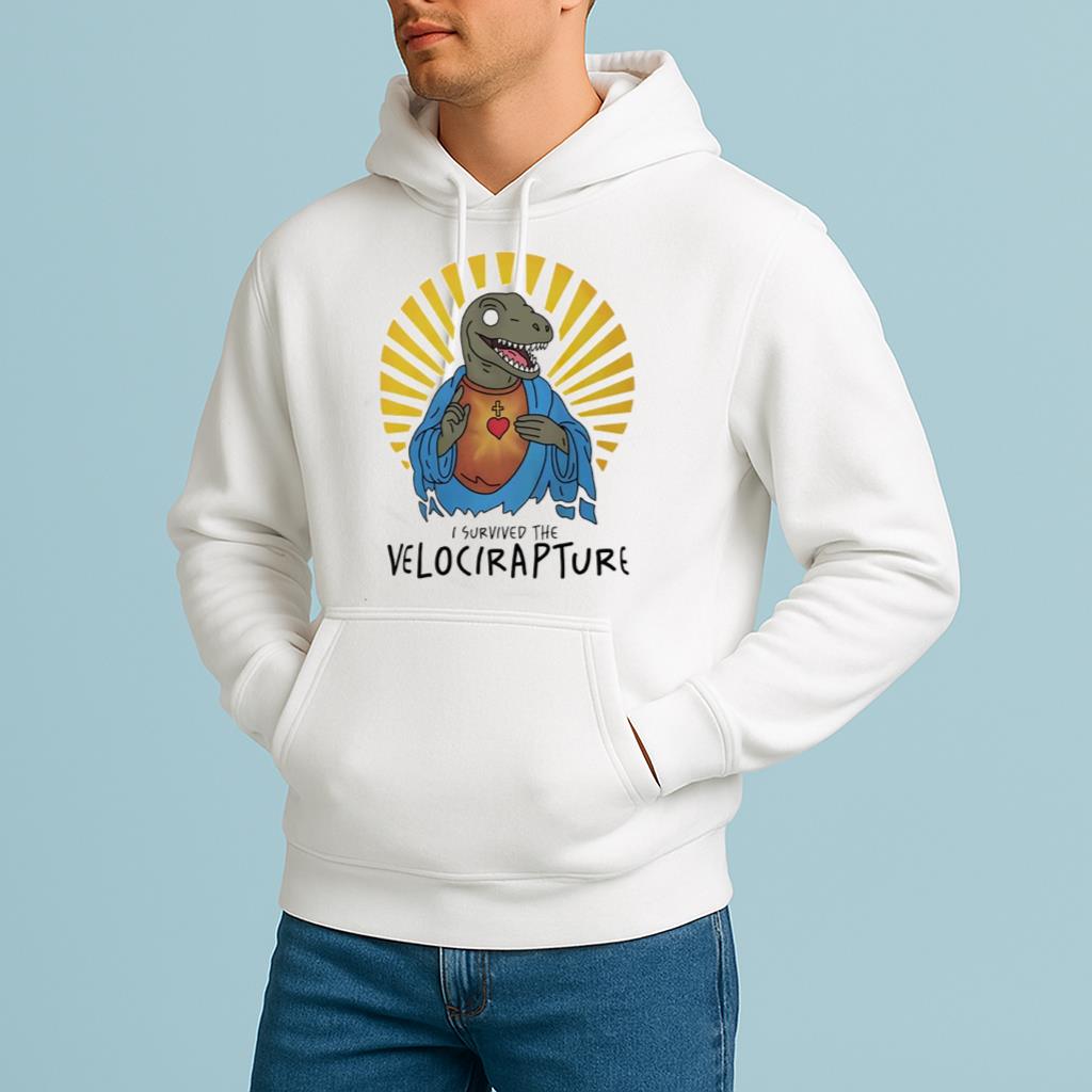 I survived the Velocirapture Raptor Jesus graphic shirt
