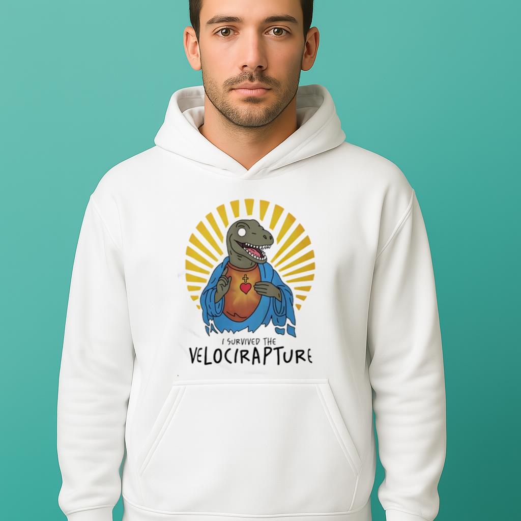 I survived the Velocirapture Raptor Jesus graphic shirt