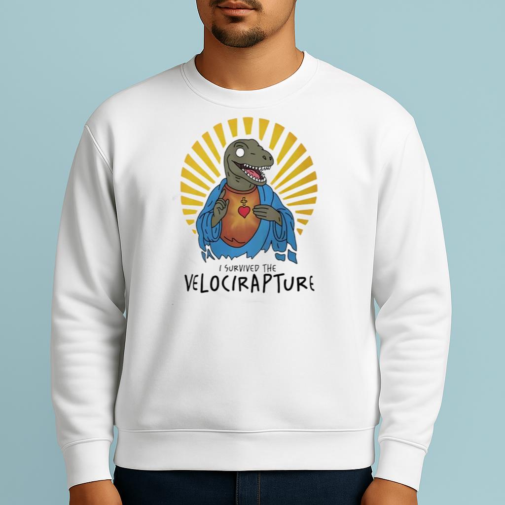 I survived the Velocirapture Raptor Jesus graphic shirt