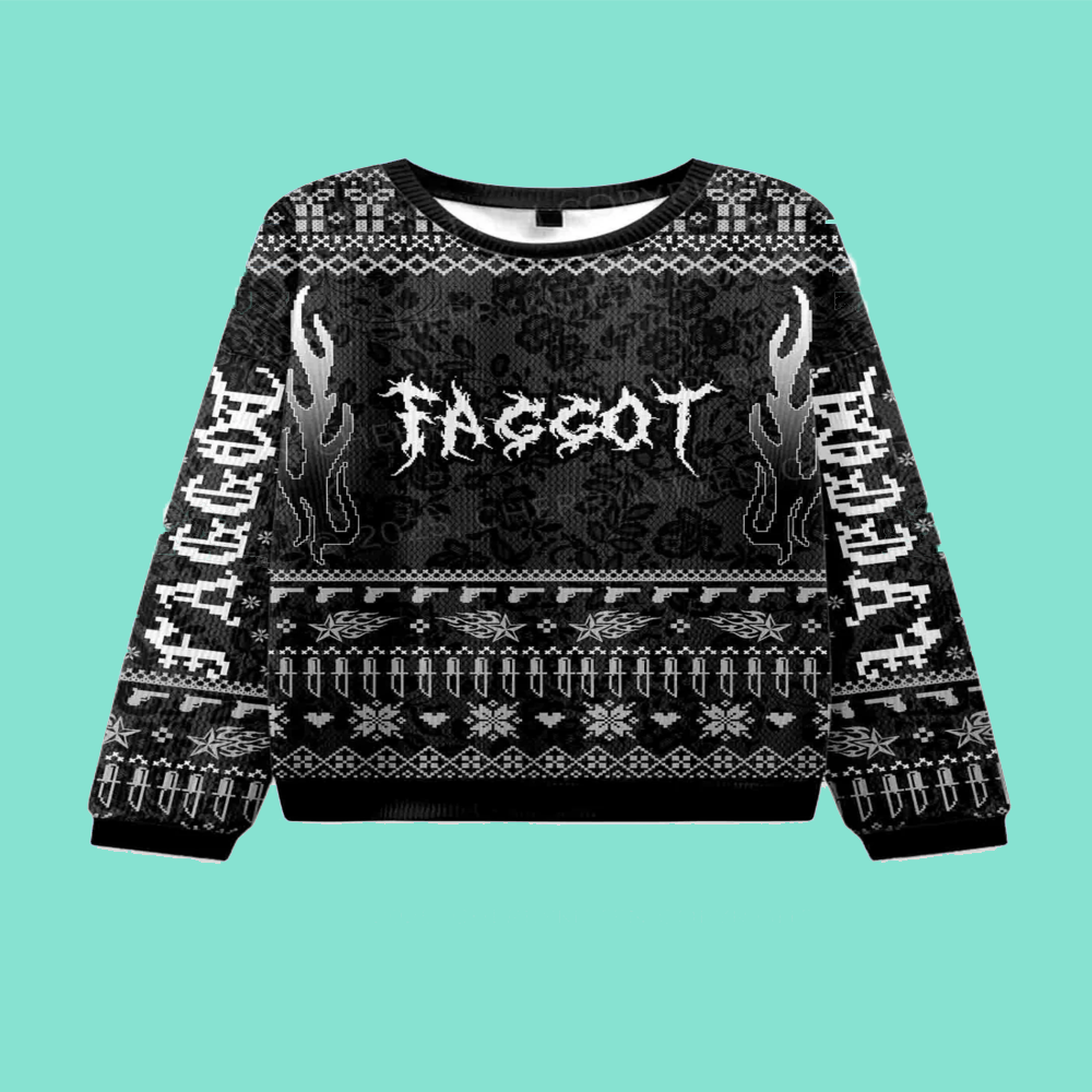 Punk Faggot Pride Y2K Christmas Knit Sweatshirt