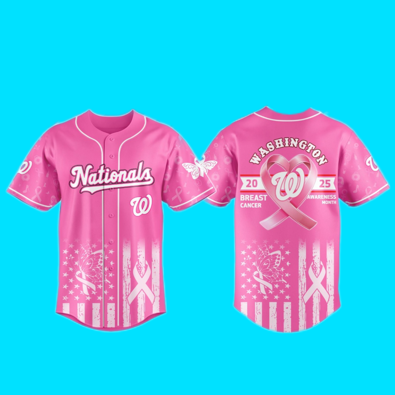 Washington Nationals 2025 Special Breast Cancer Awareness Month Jersey And Hat