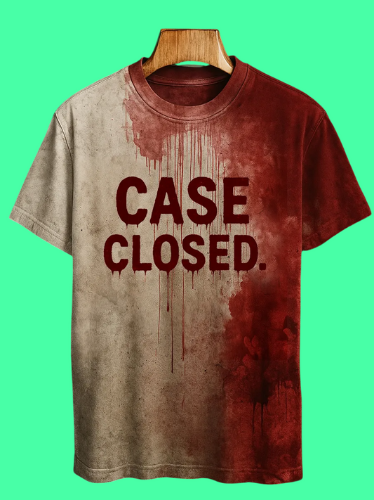 2025 Halloween Case Closed Bloody Printed T-shirt