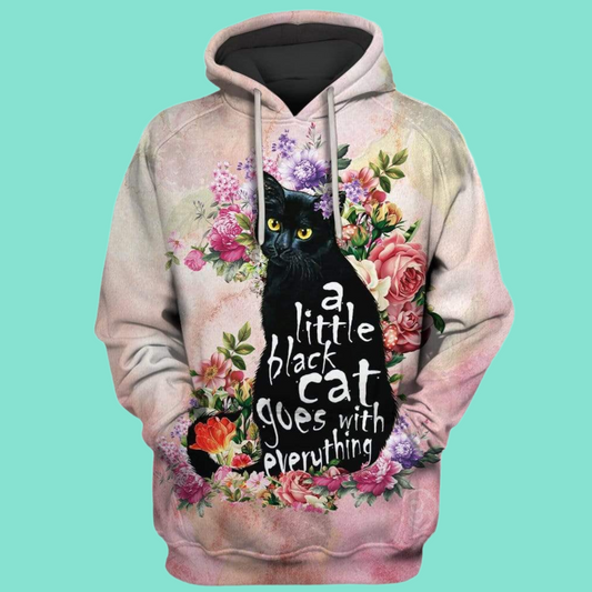 2025 Halloween Cat With Flowers Costume Hoodie