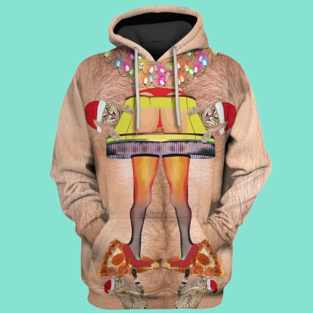 2025 Halloween Funny Ugly Christmas Butt Costume Hoodie