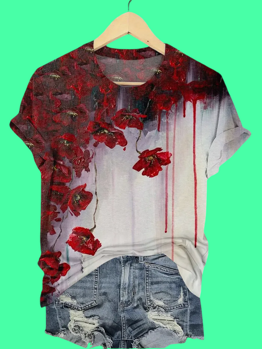 2025 Halloween Gothic Flower Art Print Printed T-shirt