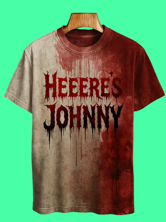 2025 Halloween Heeere's Johnny Blood Printed T-shirt