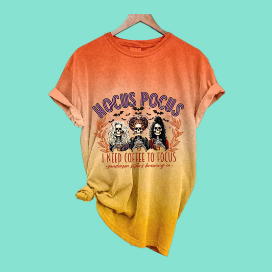 2025 Halloween Hocus Pocus I Need Coffee To Focus T-Shirt