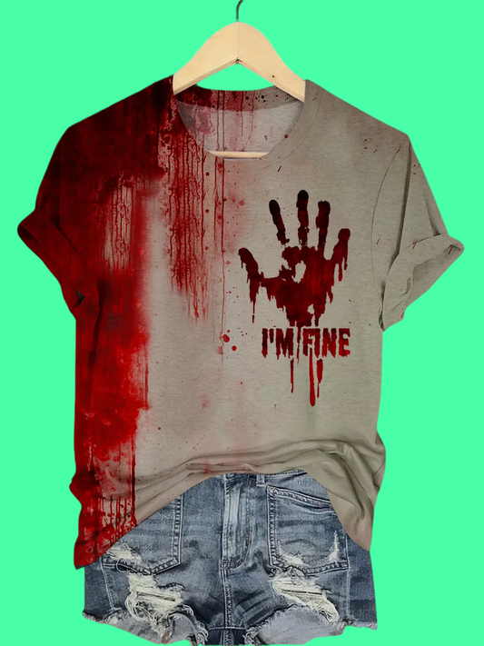 2025 Halloween I Am Fine Art Print Printed T-shirt