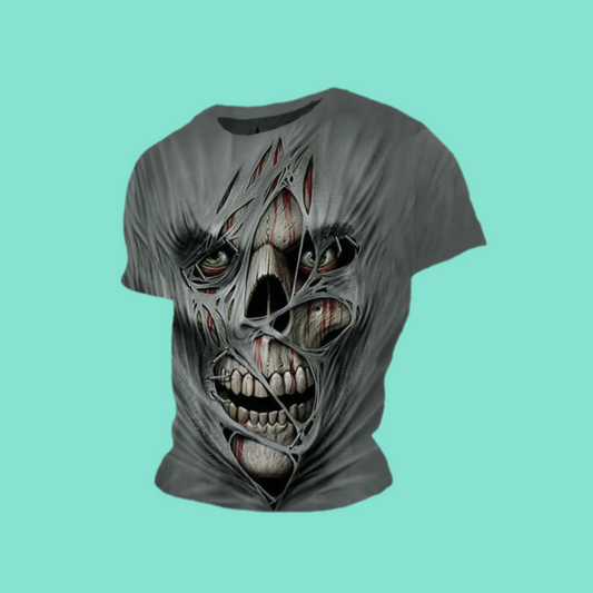 2025 Halloween Men's Halloween 3D Skull Print Casual T-shirt