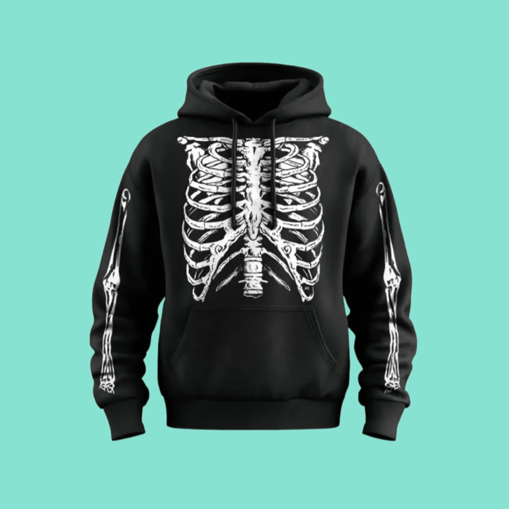2025 Halloween Men's Halloween Dark Skull Print Hoodie