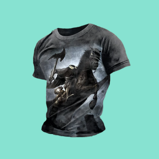 2025 Halloween Men's Halloween Headless Horseman Print T-Shirt