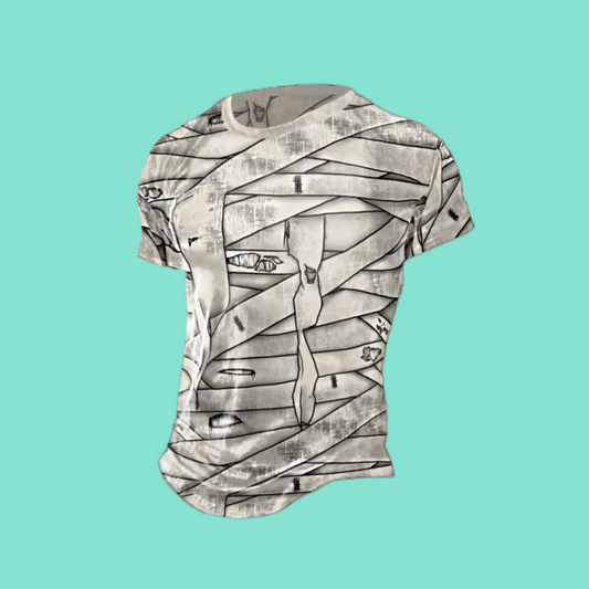 2025 Halloween Men's Halloween Mummy Print Tee