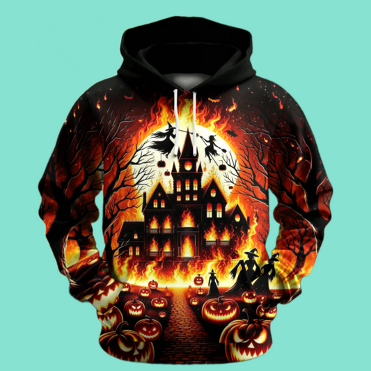 2025 Halloween Men's Party Halloween Print Hoodie