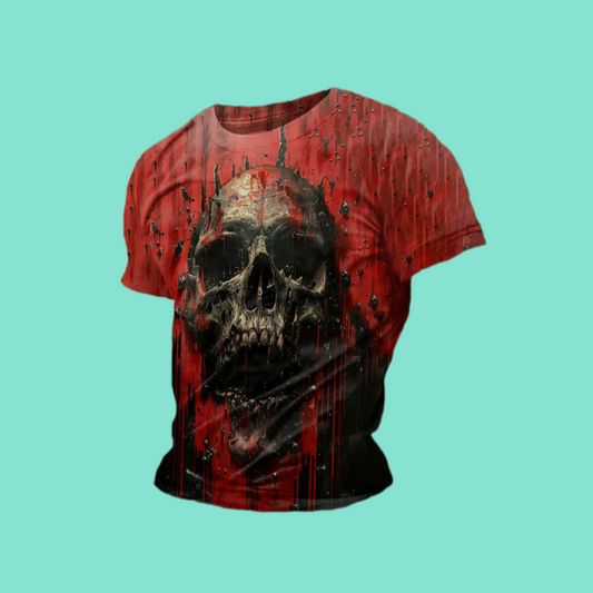 2025 Halloween Men's Retro Dark Skull Print T-Shirt