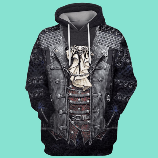 2025 Halloween Rock Metal Vampire Biker Costume Hoodie