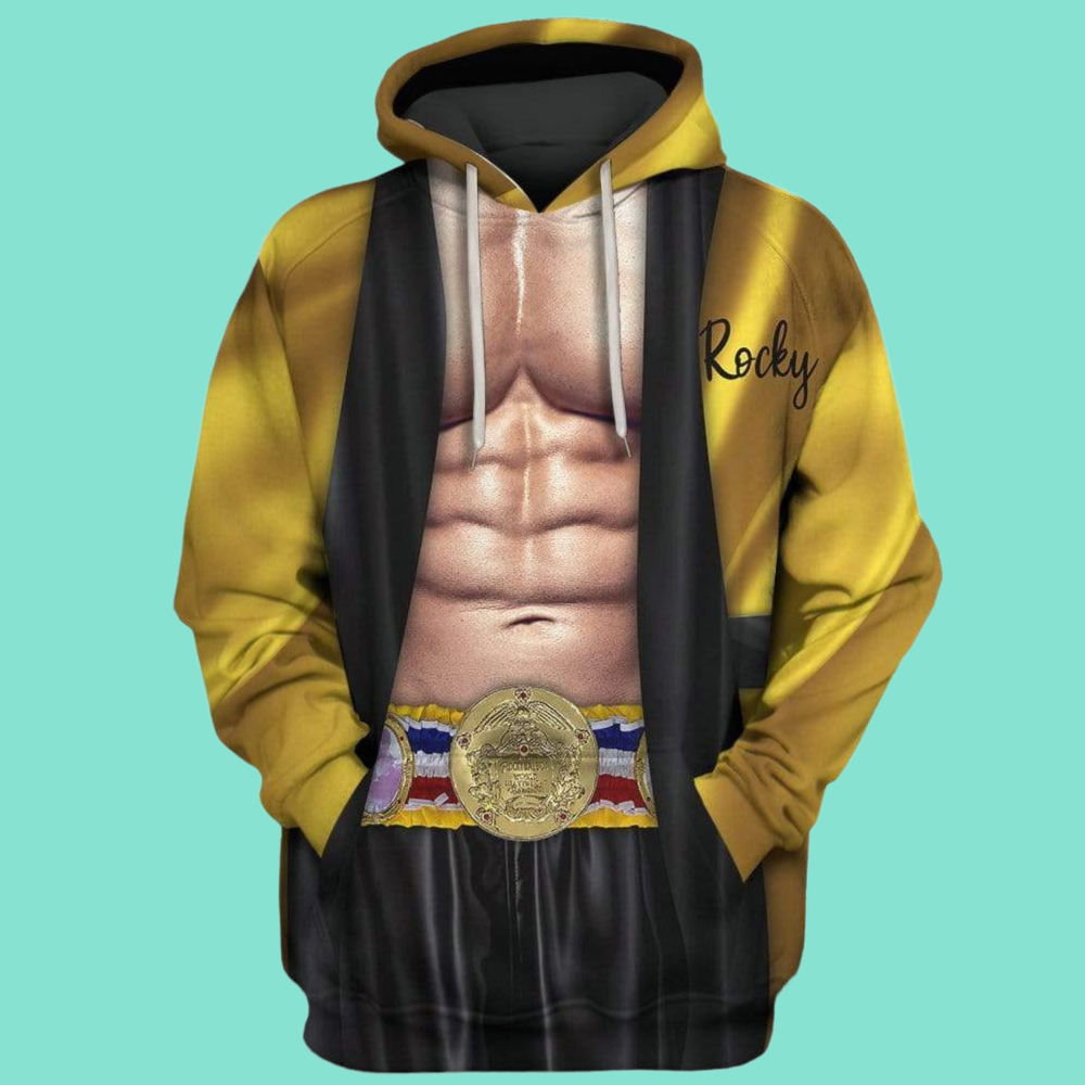 2025 Halloween Rocky Yellow Robe Suit Costume Hoodie