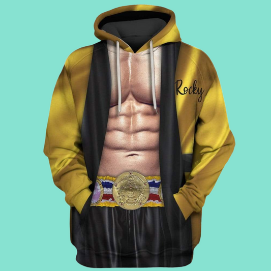 2025 Halloween Rocky Yellow Robe Suit Costume Hoodie