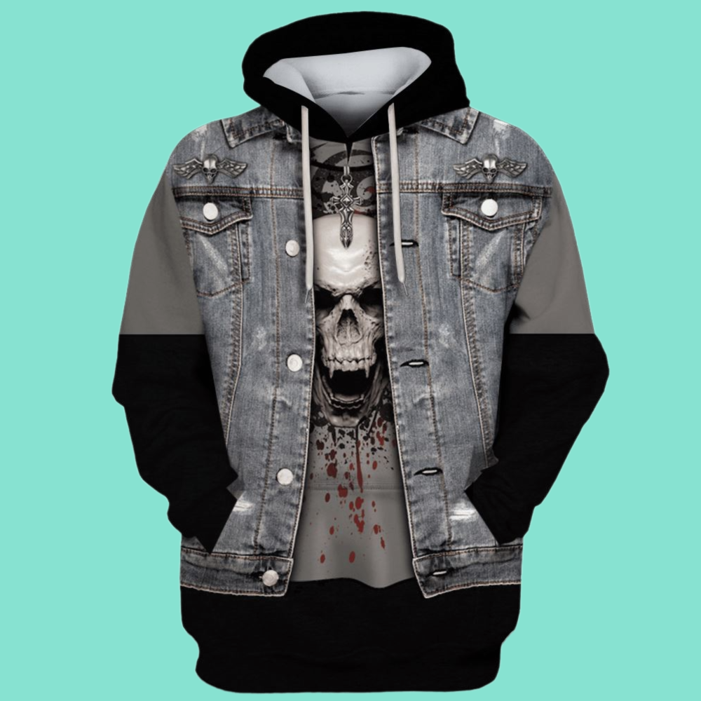 2025 Halloween Thrash Metal Rock Man Costume Hoodie
