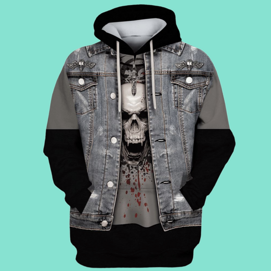 2025 Halloween Thrash Metal Rock Man Costume Hoodie