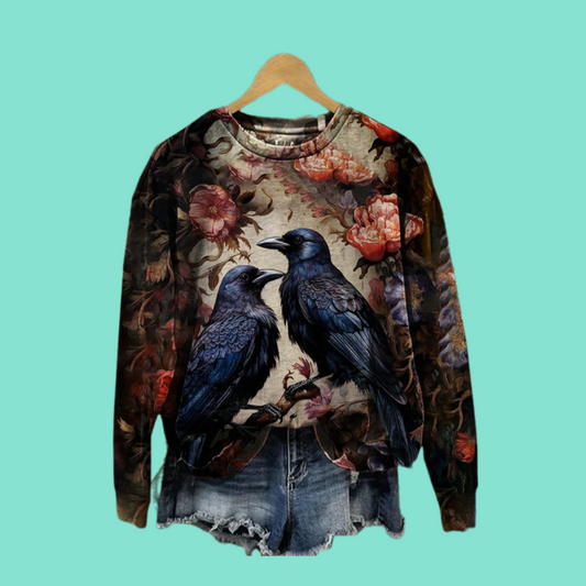 2025 Halloween Women's Halloween Crows Print Sweatshirt