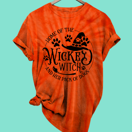 2025 Halloween Women's Home Of The Wicked Witch And Her Pack Of Dogs Shirt