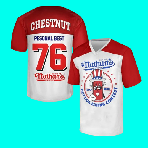 2025 Joey Chestnut 17th Nathan's Famous Hot Dog Jersey