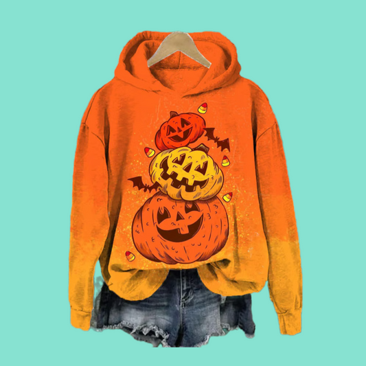 2025 Women's Pumpkin Halloween Printed Hoodie