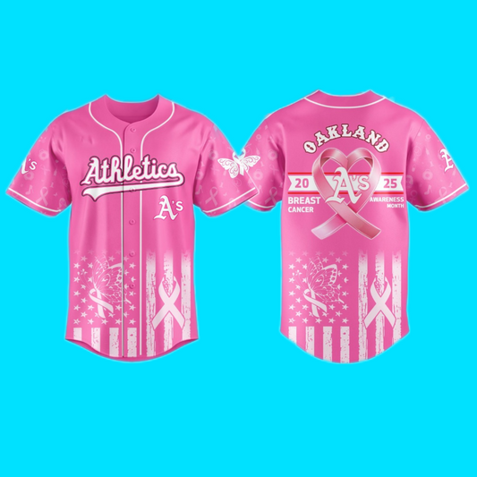 Atheletics Oakland 2025 Special Breast Cancer Awareness Month Jersey And Hat