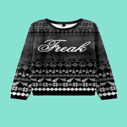Black Freak Y2K Christmas Knit Sweatshirt