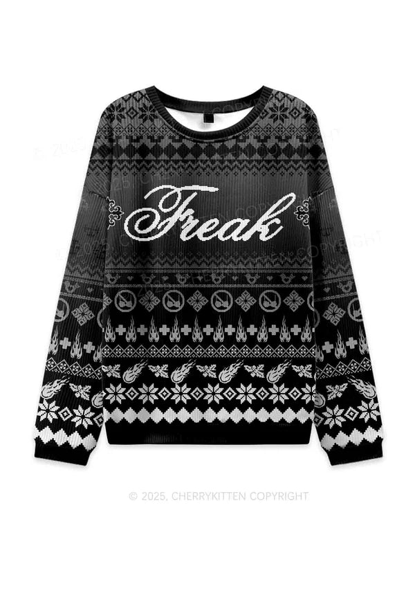 Black Freak Christmas Knit Sweatshirt