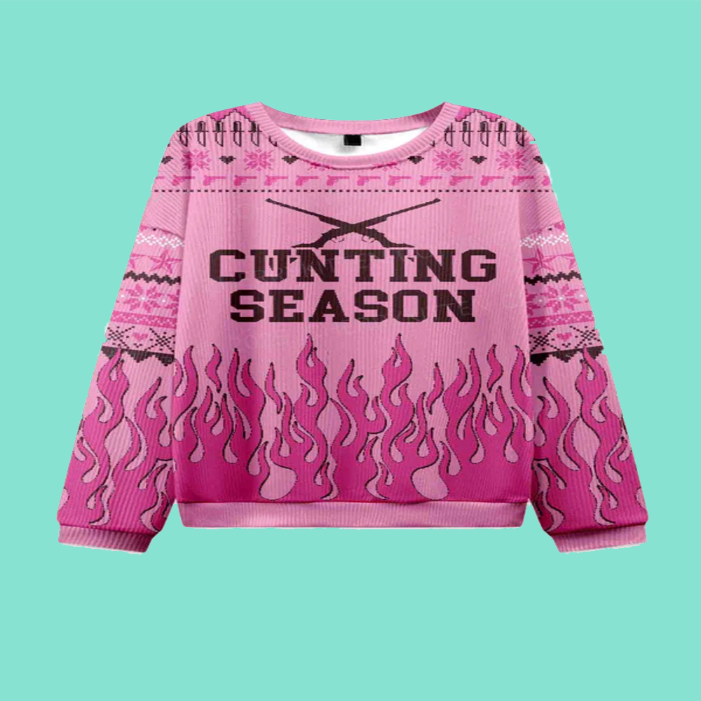 Cunting Season Y2K Christmas Knit Sweatshirt
