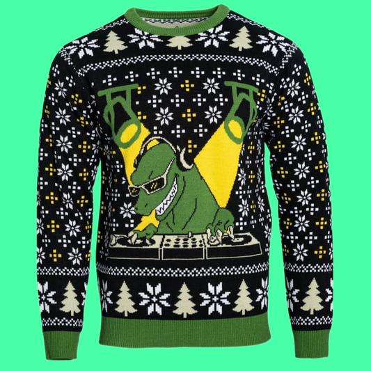 DJ T-Rex Ugly Christmas 2025 Sweater