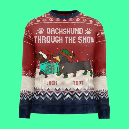 Dachshund Through The Snow Ugly Christmas 2025 Sweater