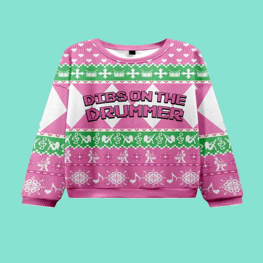 Dibs On The Drummer Y2K Christmas Knit Sweatshirt