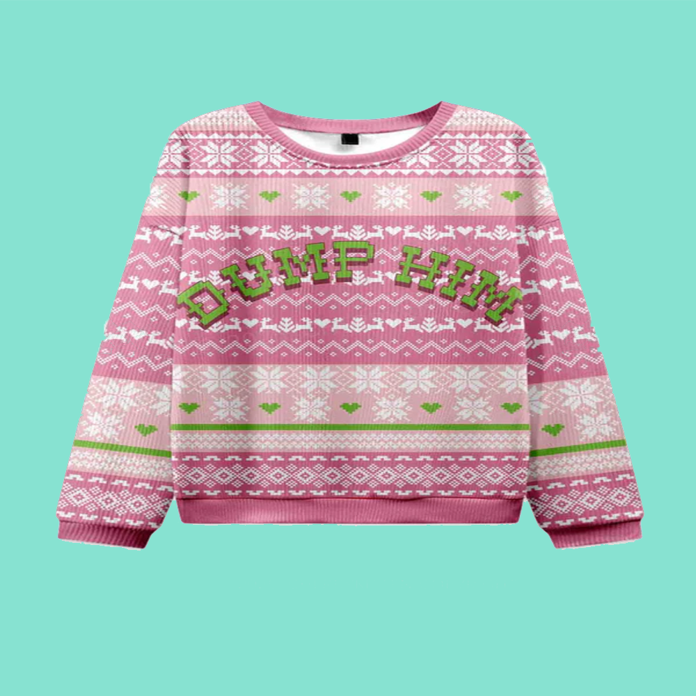 Dump Him Y2K Christmas Knit Sweatshirt