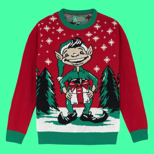 Elf Naughty Gift Box Ugly Christmas 2025 Sweater