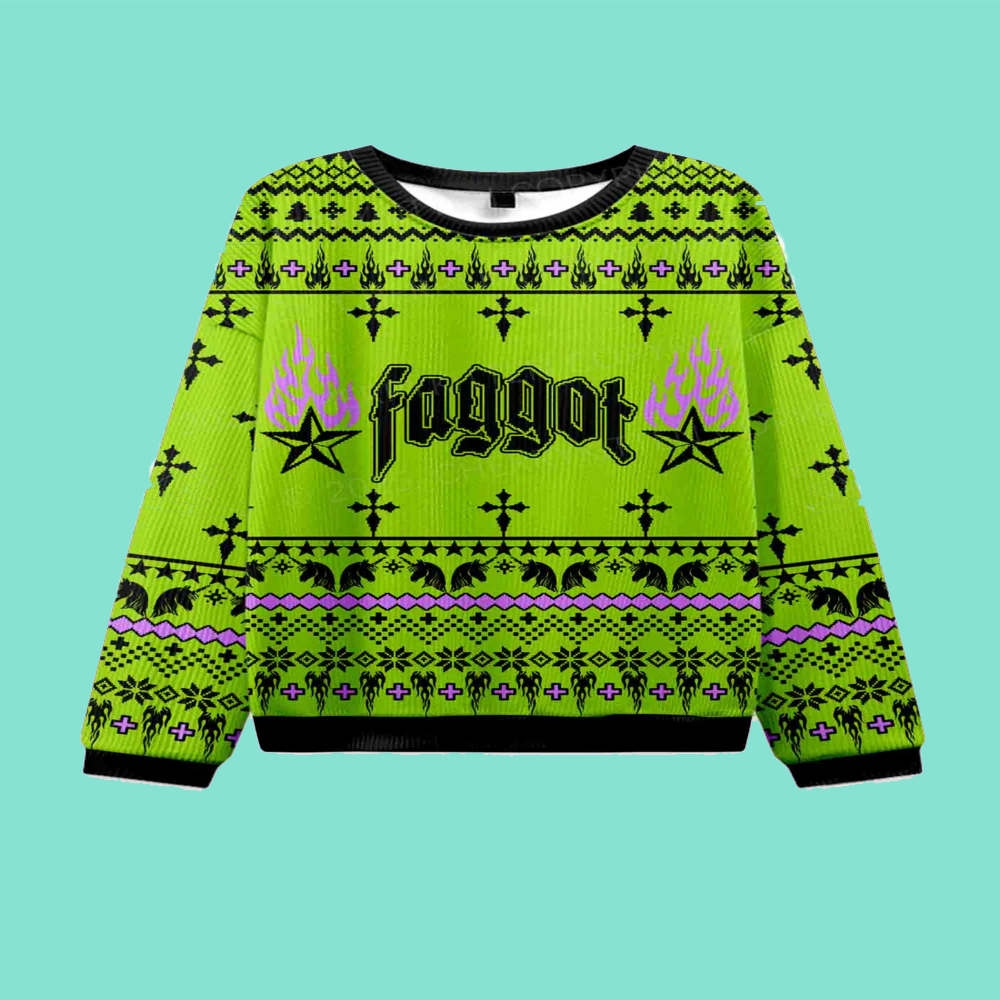 Faggot Pride Y2K Christmas Knit Sweatshirt