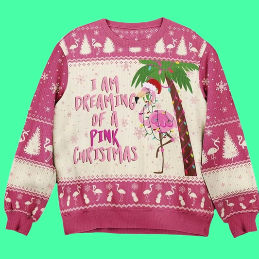 Flamingo I Am Dreaming Of A Pink Christmas Ugly Sweater