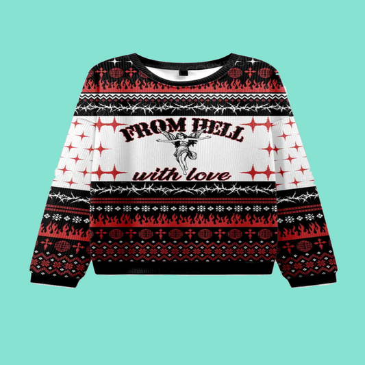 From Hell With Love Y2K Christmas Knit Sweatshirt