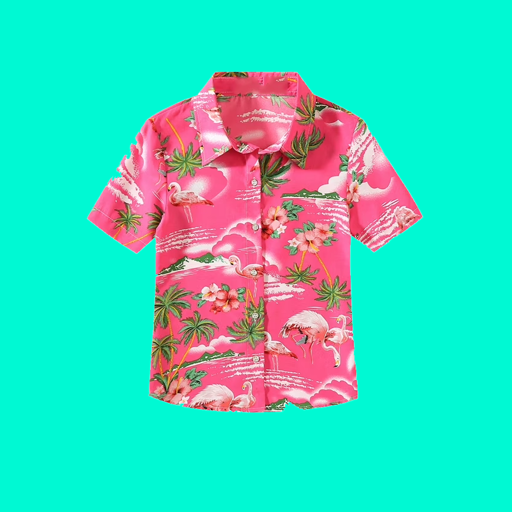 Girls Flamingo Hawaiian Shirt