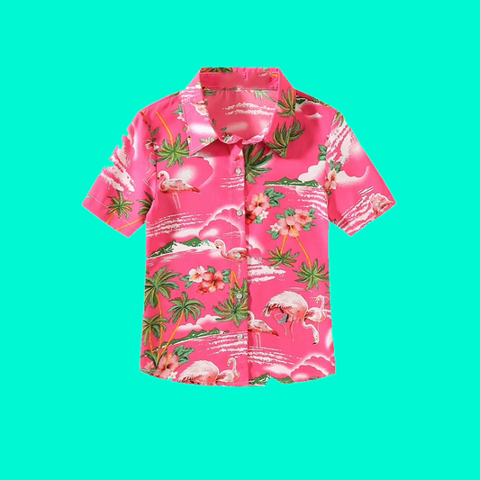 Girls Flamingo Hawaiian Shirt