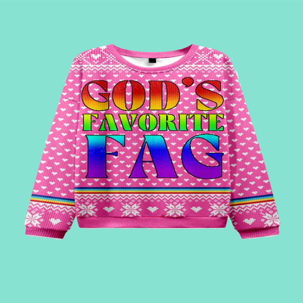 Gods Favorite Fag Pride Y2K Christmas Knit Sweatshirt