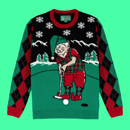 Golfing Elf Ugly Christmas 2025 Sweater