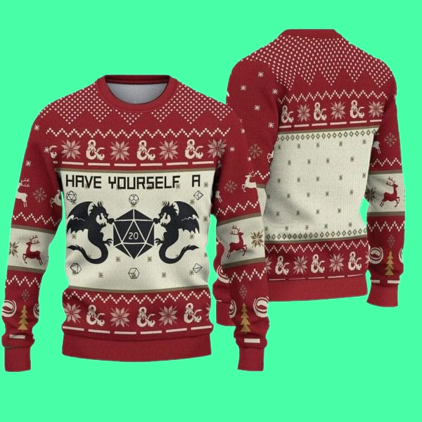 Have Yourself a Dungeons and Dragons Ugly Christmas 2025 Sweater