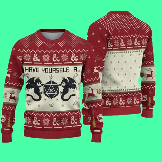 Have Yourself a Dungeons and Dragons Ugly Christmas 2025 Sweater