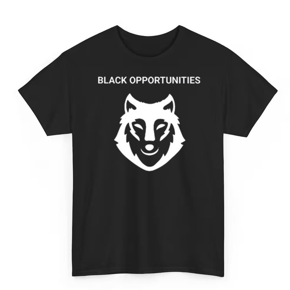 Hawk Newsome Wearing Black Opportunities Shirt