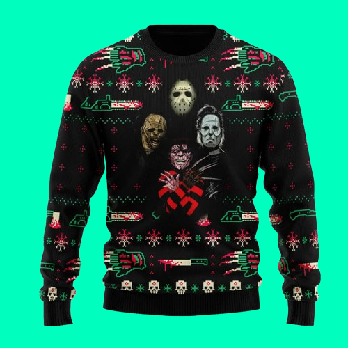 Horror Killer Christmas Halloween Ugly 2025 Sweater